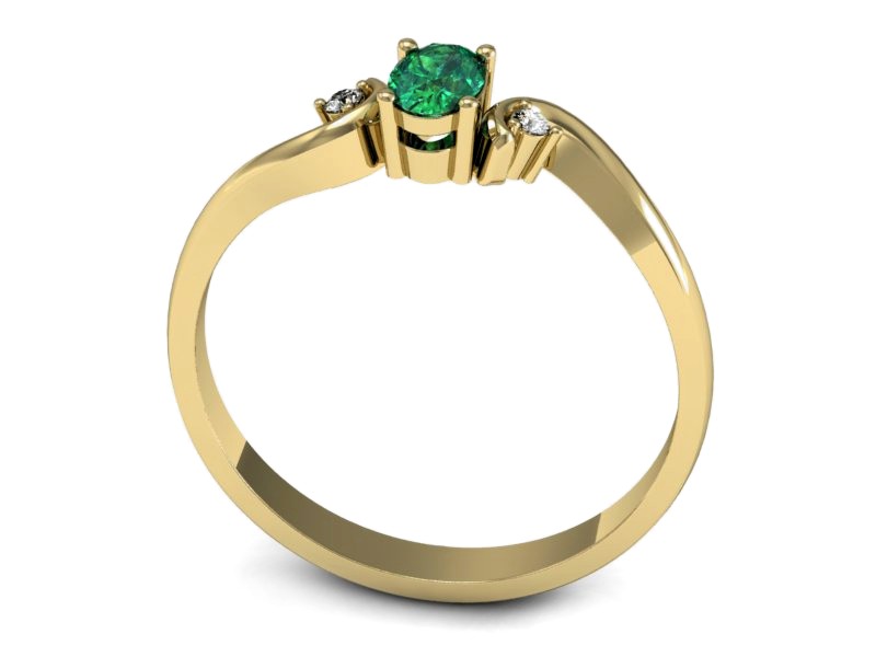 Złoty pierścionek ze szmaragdem i diamentami - P15215zszm — zdjęcie 3