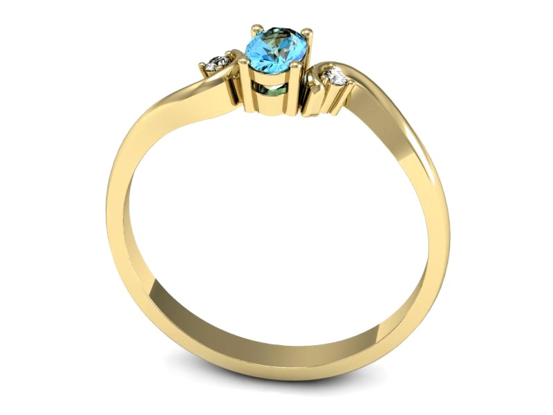 Pierścionek z topazem i brylantami żółte złoto - P15215ztp — zdjęcie 3