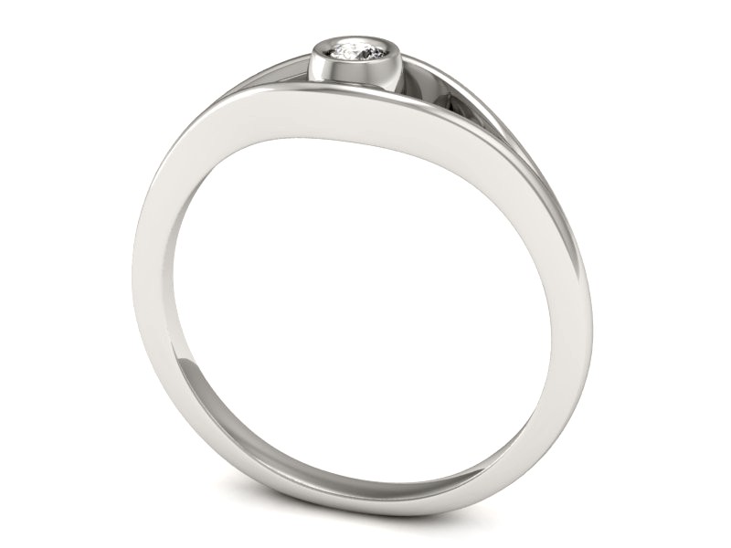 Złoty pierścionek z brylantem białe złoto - P15217b — zdjęcie 3