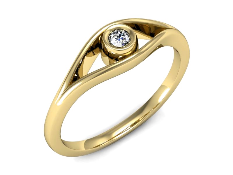 Złoty pierścionek z brylantem żółte złoto - P15217z