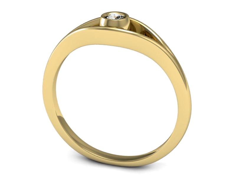 Złoty pierścionek z brylantem żółte złoto - P15217z — zdjęcie 3