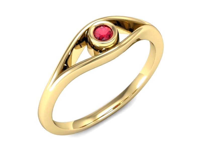 Złoty pierścionek z rubinem żółte złoto - P15217zr