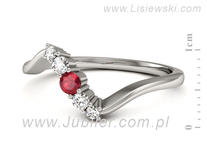 Pierścionek z rubinem i brylantami białe złoto - P15218br — zdjęcie 2