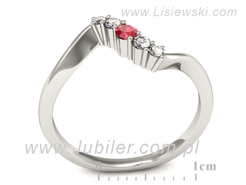 Pierścionek z rubinem i brylantami białe złoto - P15218br — zdjęcie 3