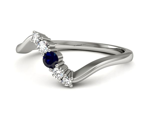 Pierścionek z szafirem białe złoto z brylantami gold 14k - P15218bsz- 1