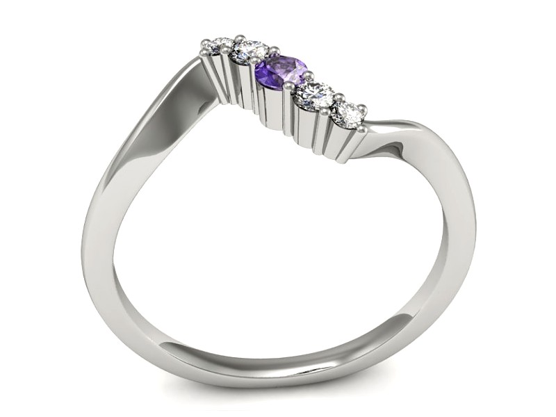 Pierścionek z tanzanitem białe złoto z brylantami - P15218bt — zdjęcie 3