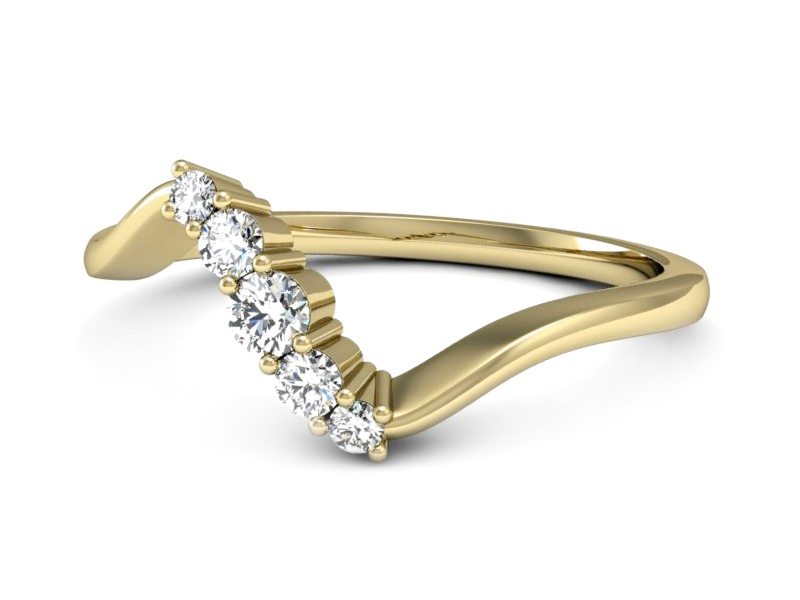 Złoty pierścionek z brylantami żółte złoto - P15218z — zdjęcie 2