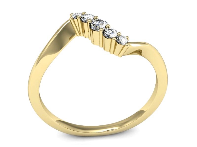 Złoty pierścionek z brylantami żółte złoto - P15218z — zdjęcie 3