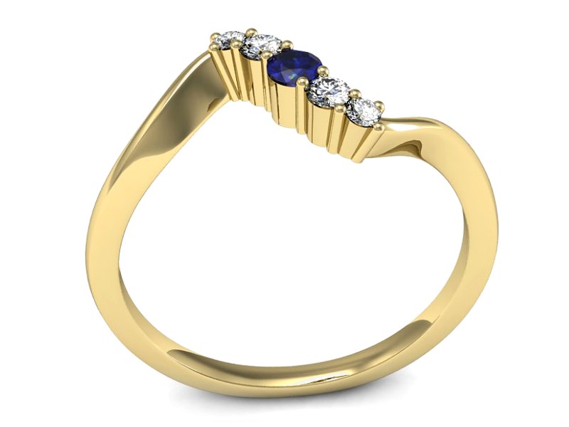 Pierścionek szafir brylanty i żółte złoto - P15218zszc — zdjęcie 3