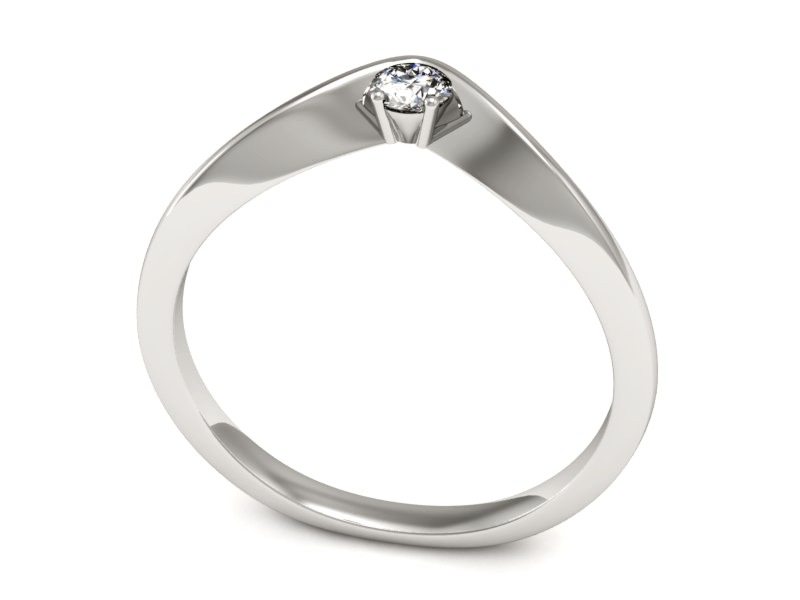 Złoty pierścionek z brylantem białe złoto - P15219b — zdjęcie 3