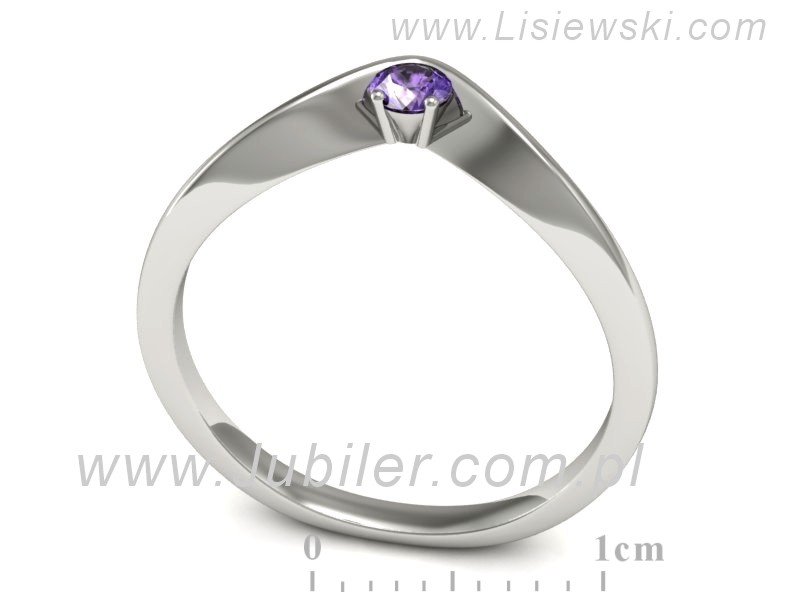 Złoty pierścionek z tanzanitem białe złoto - P15219bt — zdjęcie 3