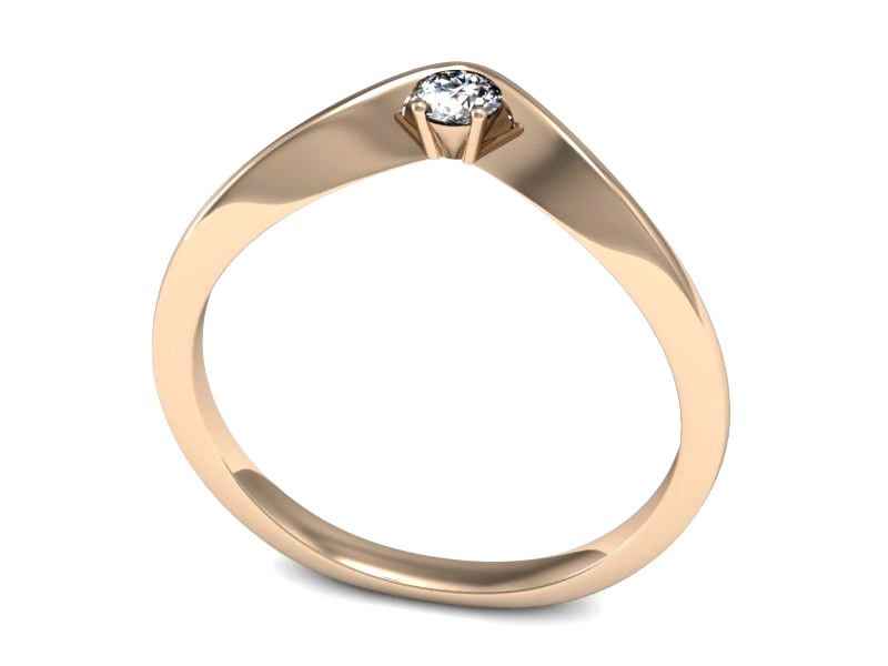 Złoty pierścionek z brylantem różowe złoto - P15219c — zdjęcie 3