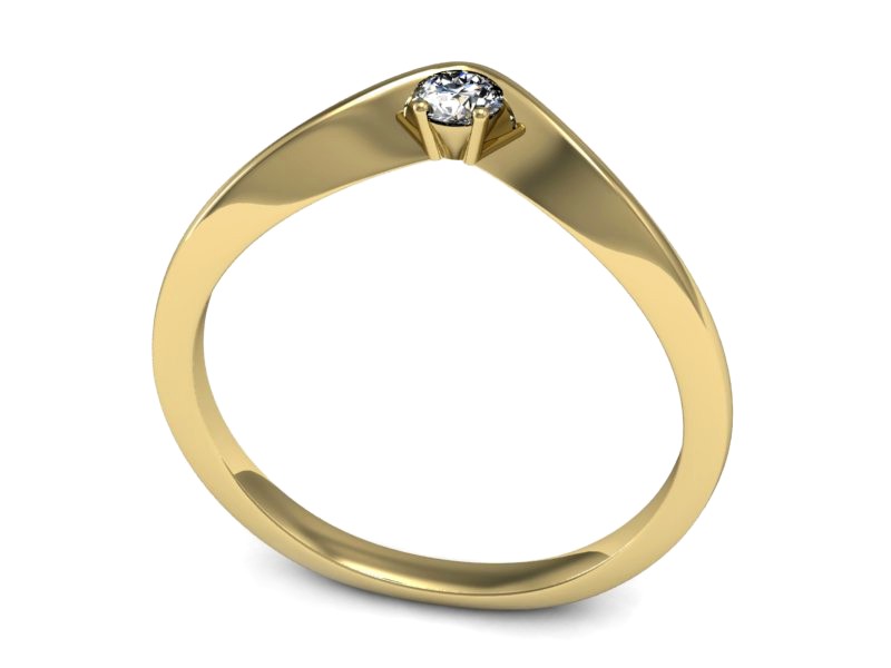 Złoty pierścionek z brylantem żółte złoto - P15219z — zdjęcie 3