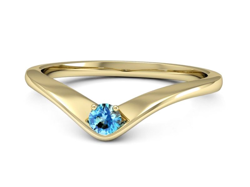 Złoty pierścionek z topazem żółte złoto - P15219za — zdjęcie 2