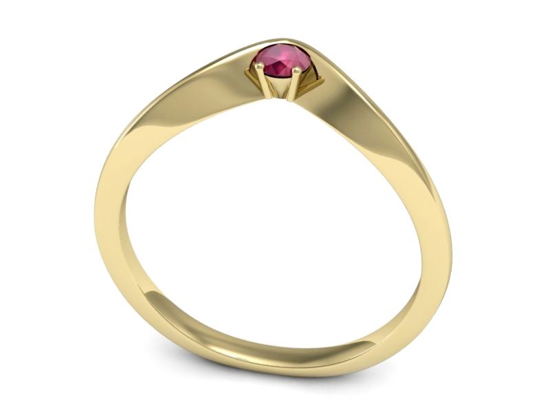 Złoty pierścionek z rubinem żółte złoto - P15219zr — zdjęcie 3