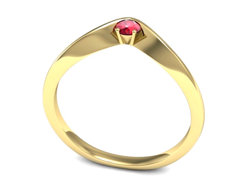 Złoty pierścionek z rubinem żółte złoto - P15219zr2 — zdjęcie 3
