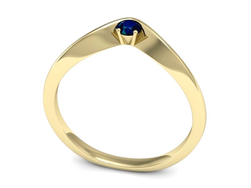 Złoty pierścionek z szafirem żółte złoto - P15219zsz — zdjęcie 3