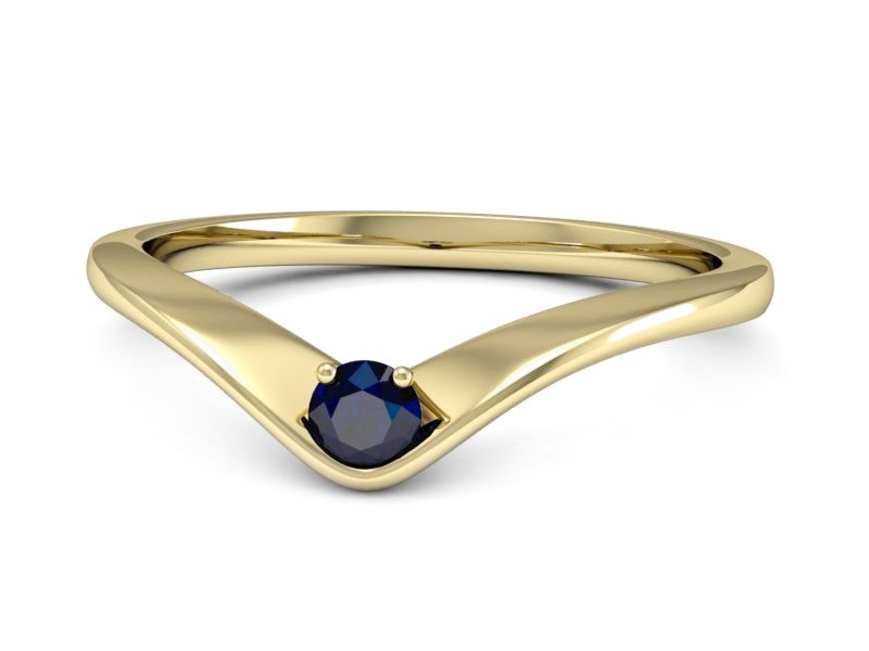 Złoty pierścionek z szafirem żółte złoto - P15219zsz — zdjęcie 2