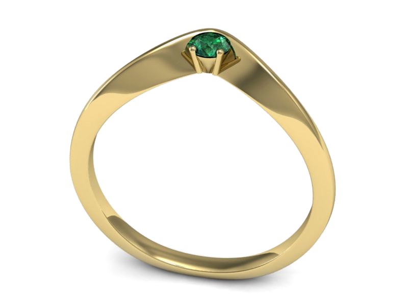 Złoty pierścionek zaręczynowy ze szmaragdem - P15219zszm — zdjęcie 3