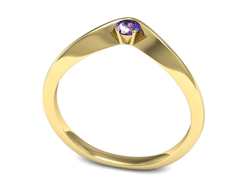 Złoty pierścionek z tanzanitem żółte złoto - P15219zt — zdjęcie 3