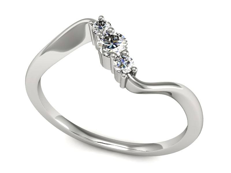 Pierścionek zaręczynowy z brylantami białe złoto - P15221b — zdjęcie 3