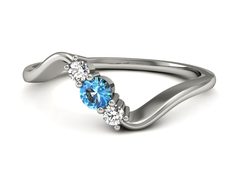 Pierścionek zaręczynowy z topazem i brylantami - P15221ba — zdjęcie 2