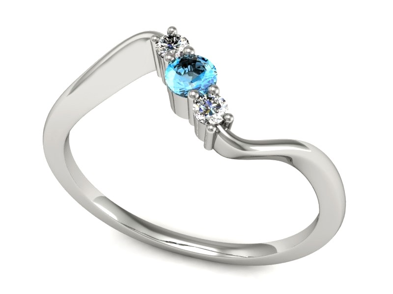 Pierścionek zaręczynowy z topazem i brylantami - P15221ba — zdjęcie 3