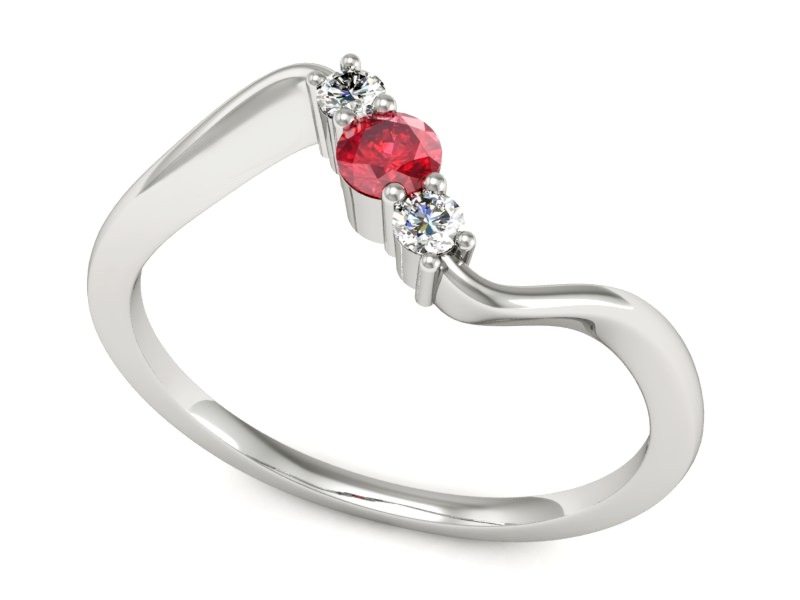 Pierścionek zaręczynowy z rubinem i brylantami - P15221br — zdjęcie 3