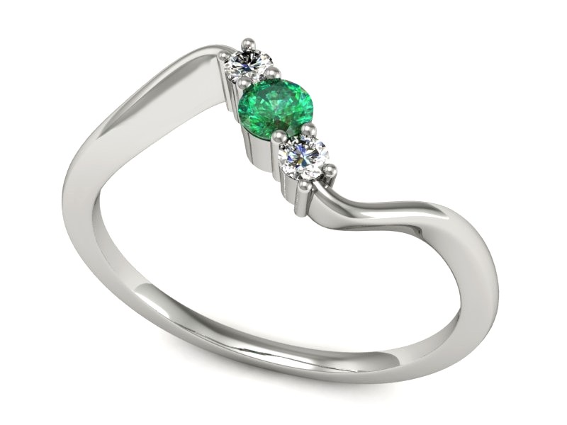 Złoty pierścionek ze szmaragdem i brylantami - P15221bszm — zdjęcie 3