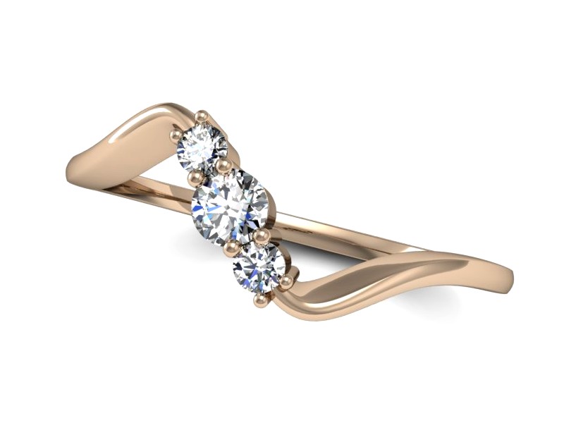 Złoty pierścionek z brylantami różowe złoto - P15221c