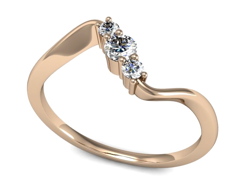 Złoty pierścionek z brylantami różowe złoto - P15221c — zdjęcie 3