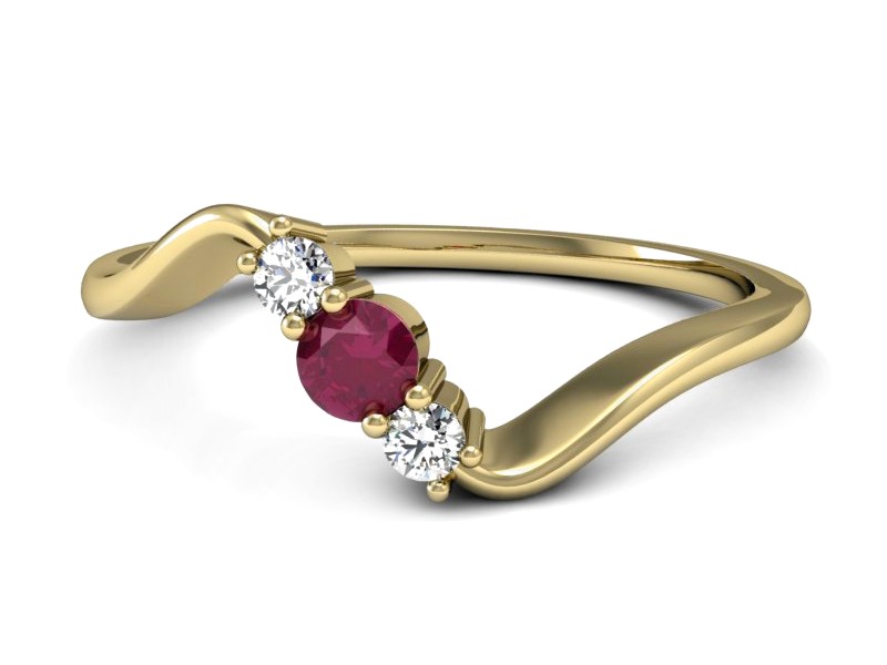 Pierścionek zaręczynowy z rubinem i brylantami - P15221zr2 — zdjęcie 2