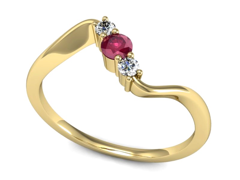 Pierścionek zaręczynowy z rubinem i brylantami - P15221zr2 — zdjęcie 3