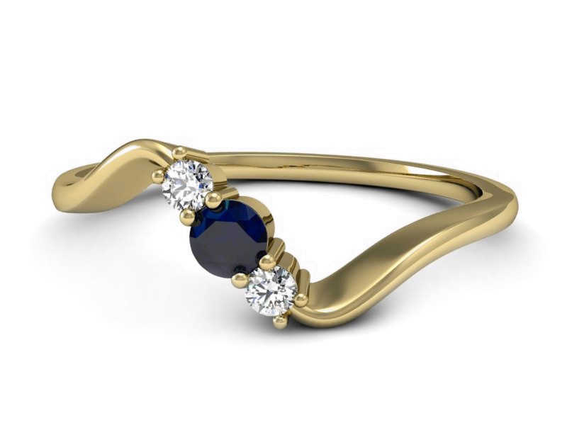 Pierścionek z szafirem i brylantami - P15221zsz — zdjęcie 2