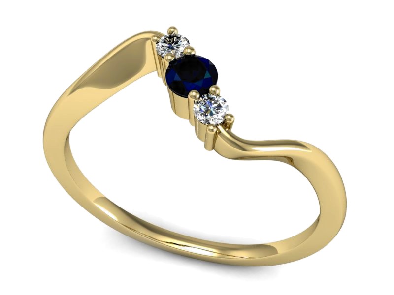 Pierścionek z szafirem i brylantami - P15221zsz — zdjęcie 3