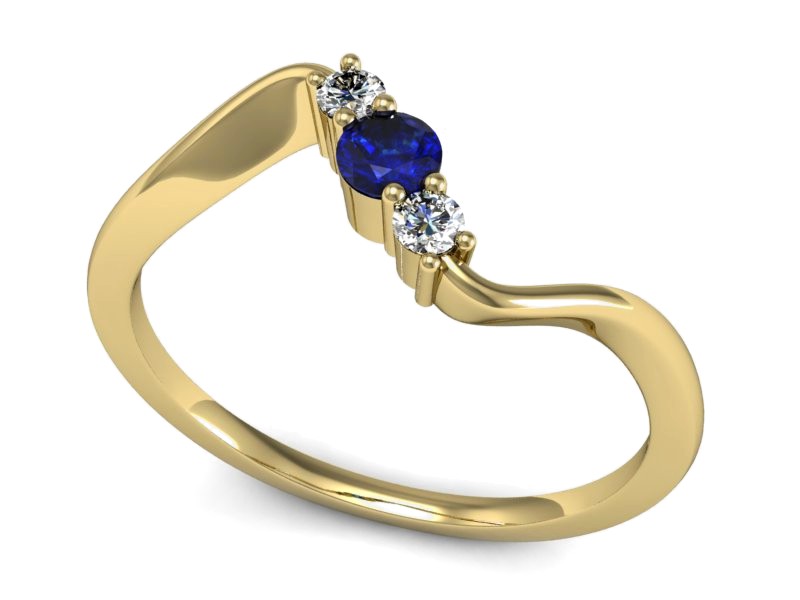 Pierścionek szafir brylanty i żółte złoto - P15221zszc — zdjęcie 3