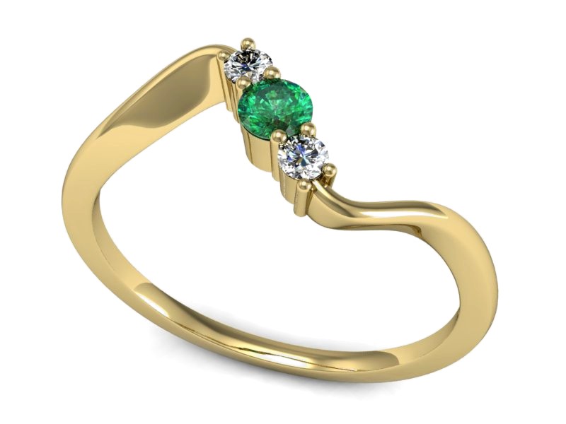 Złoty pierścionek ze szmaragdem i brylantami - P15221zszm — zdjęcie 3