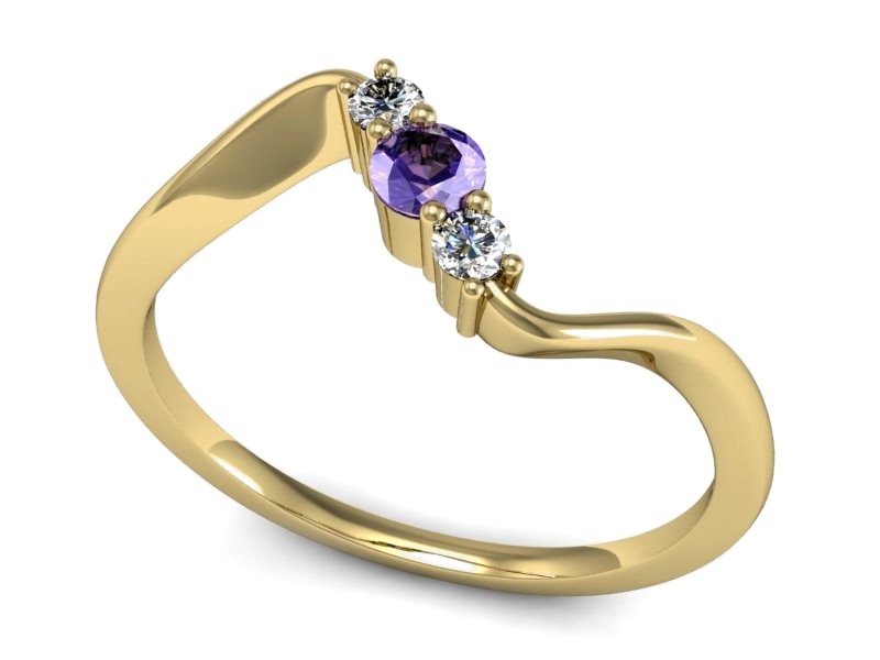 Pierścionek z tanzanitem i brylantami żółte złoto - P15221zt — zdjęcie 3