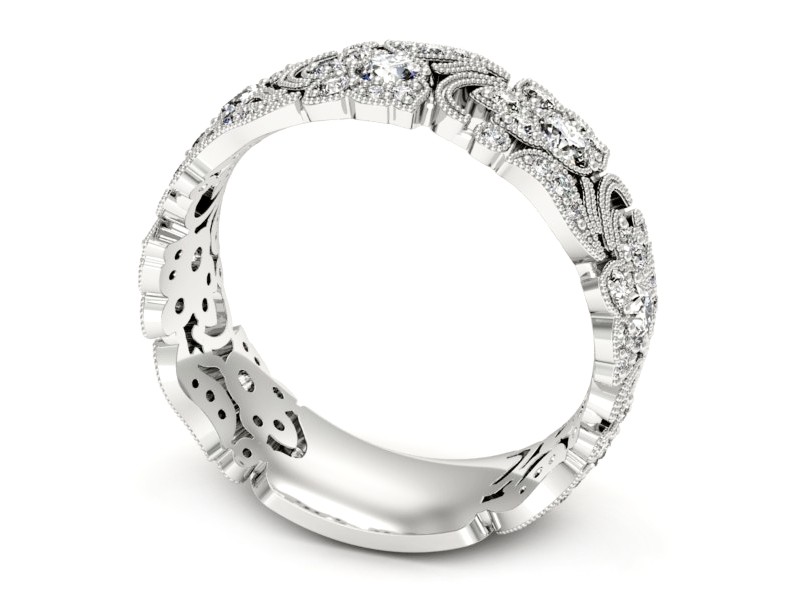 Obrączka z brylantami białe złoto soczewkowa - P15223b — zdjęcie 3