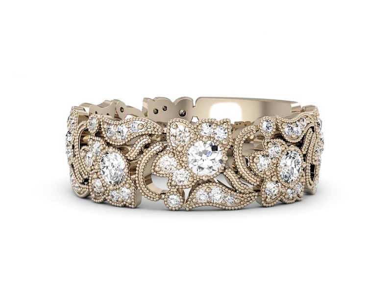 Obrączka z brylantami z różowego złota - P15223c — zdjęcie 2