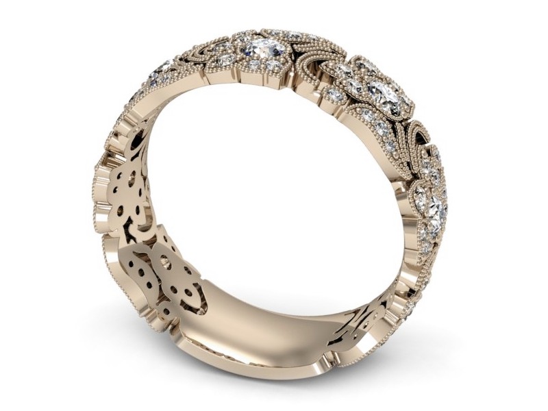 Obrączka z brylantami z różowego złota - P15223c — zdjęcie 3