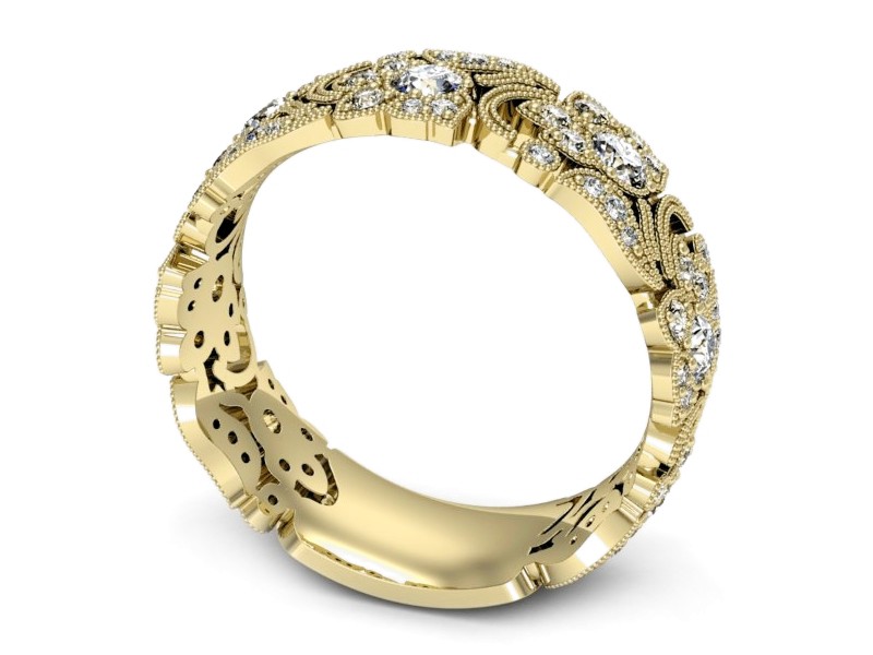 Obrączka z brylantami żółte złoto soczewkowa - P15223z — zdjęcie 3