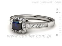 Pierścionek z szafirem białe złoto z brylantami gold 14k - P15224bsz- 2