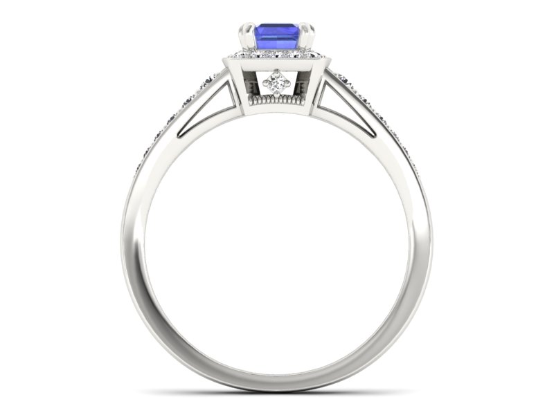 Pierścionek z tanzanitem i brylantami białe złoto - P15224bt — zdjęcie 2
