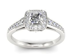 Złoty pierścionek z diamentem w białym złocie - p15224bx