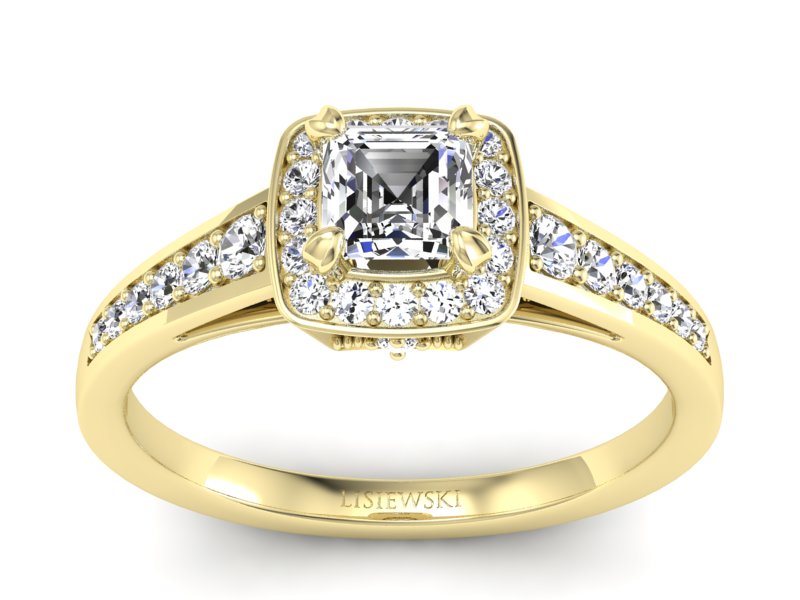 Złoty pierścionek z diamentami żółte złoto - P15224z