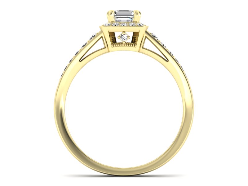 Złoty pierścionek z diamentami żółte złoto - P15224z — zdjęcie 2