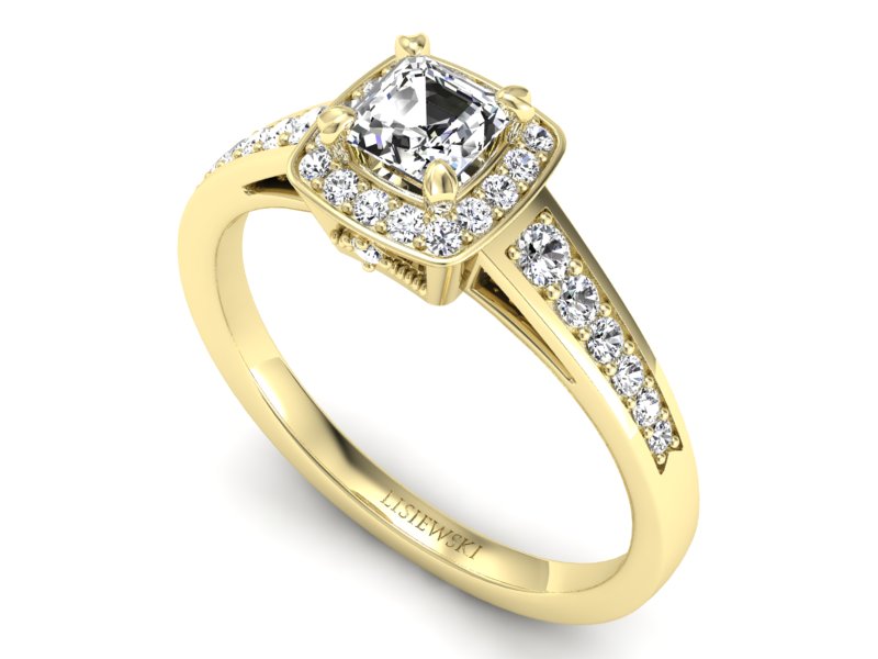 Złoty pierścionek z diamentami żółte złoto - P15224z — zdjęcie 3