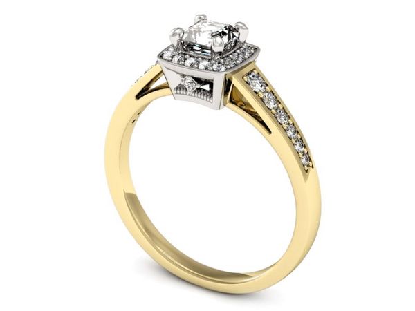 Pierścionek zaręczynowy z diamentami złoto 585 - P15224zb