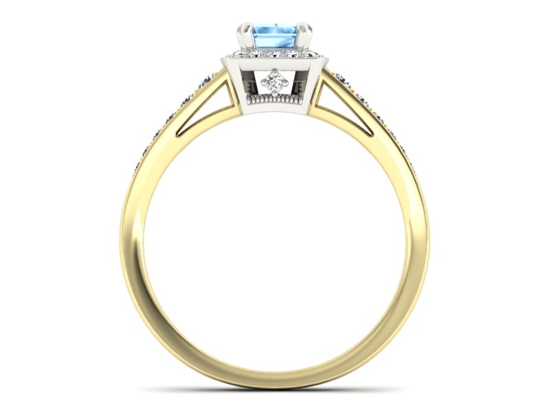 Złoty pierścionek z topazem i brylantami - P15224zbtp — zdjęcie 2
